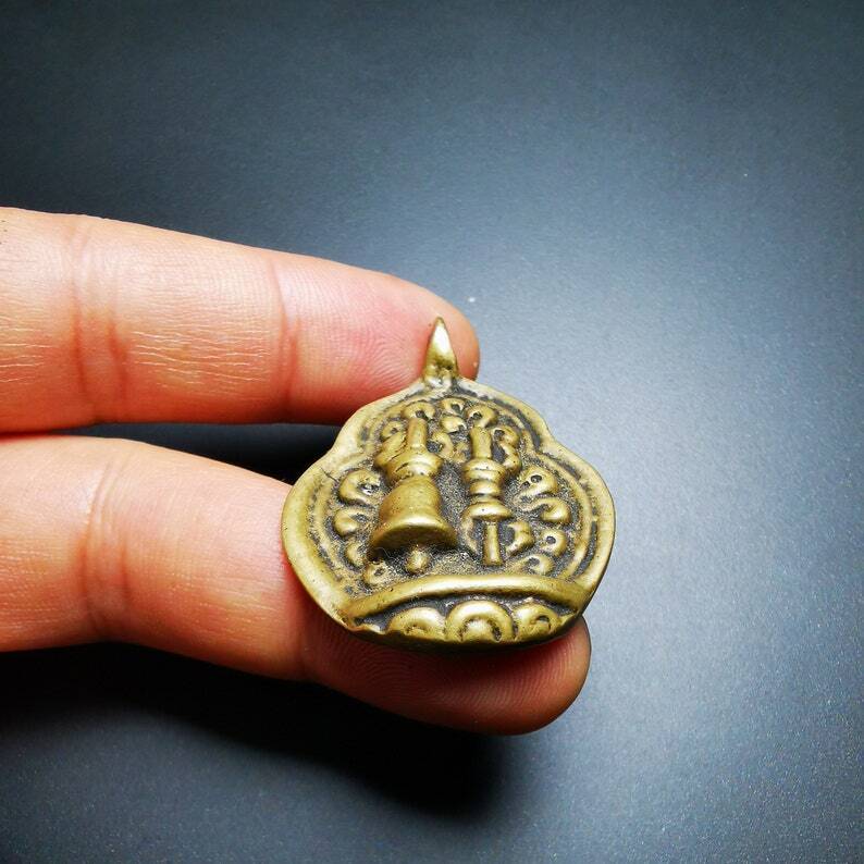 Buddhist Amulet,vajra (club) and tribu (bell) Pendant