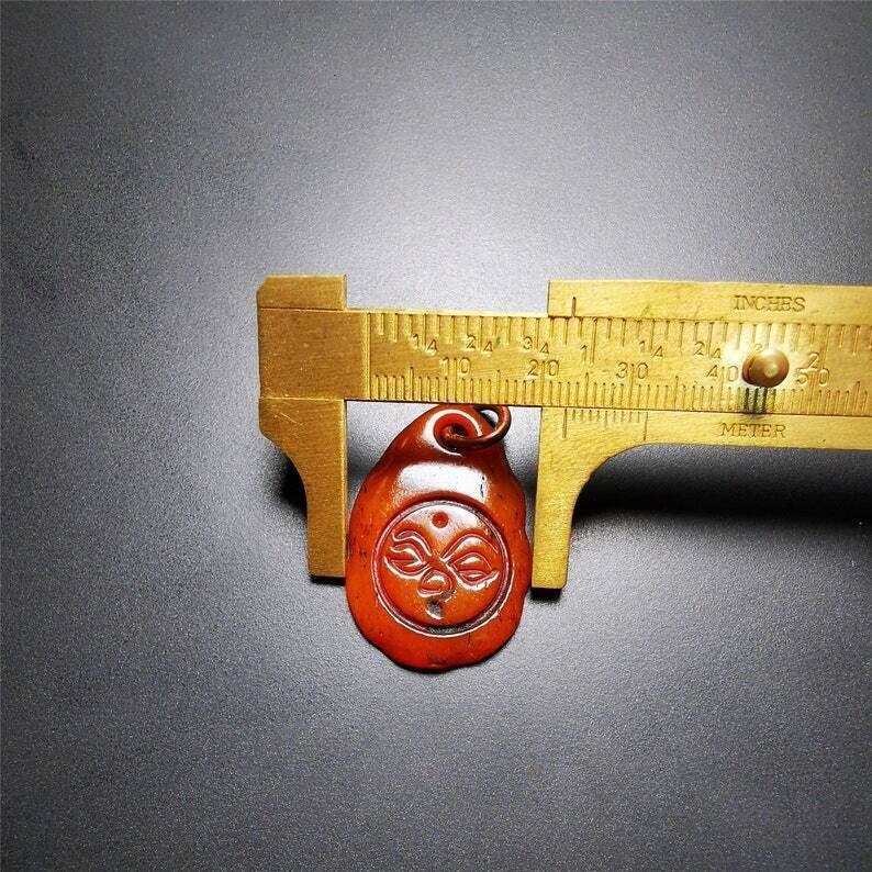 Amulet,Yak Bone Carved Buddha Eye Pendant - Tibetan Buddhist amulet, view 9