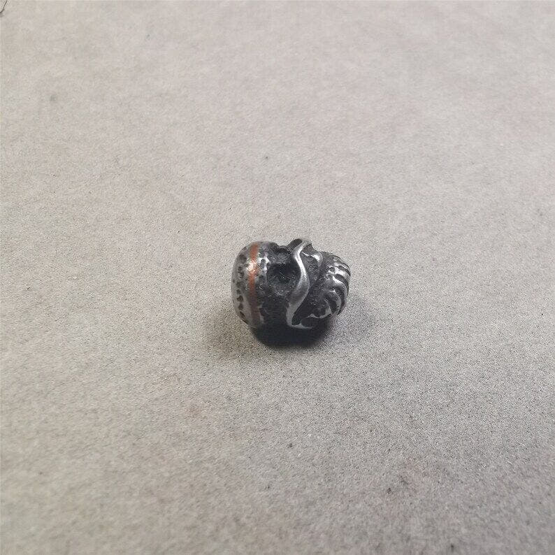 Mala Spacer Bead,Skull Citipati Marker Bead 0.43" - Tibetan Buddhist mala beads, view 6
