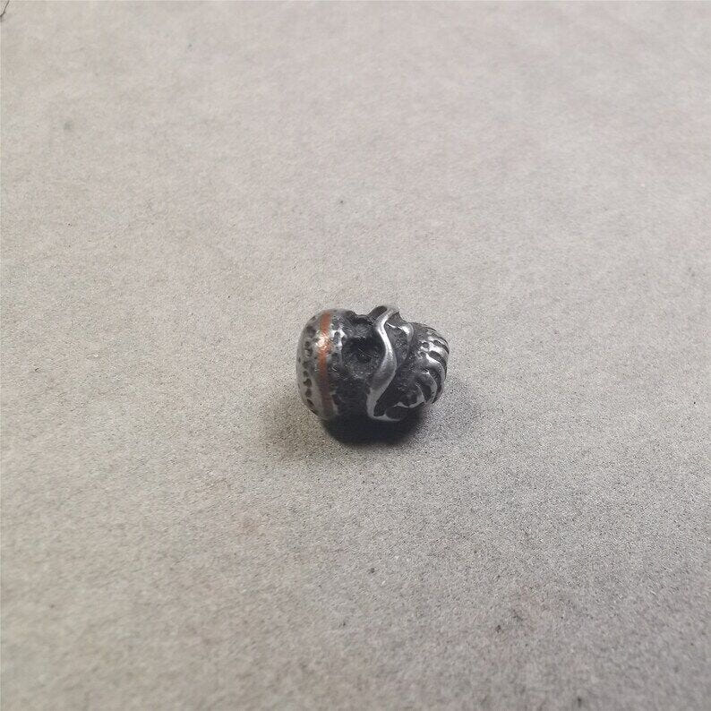 Mala Spacer Bead,Skull Citipati Marker Bead 0.43" - Tibetan Buddhist mala beads, view 6