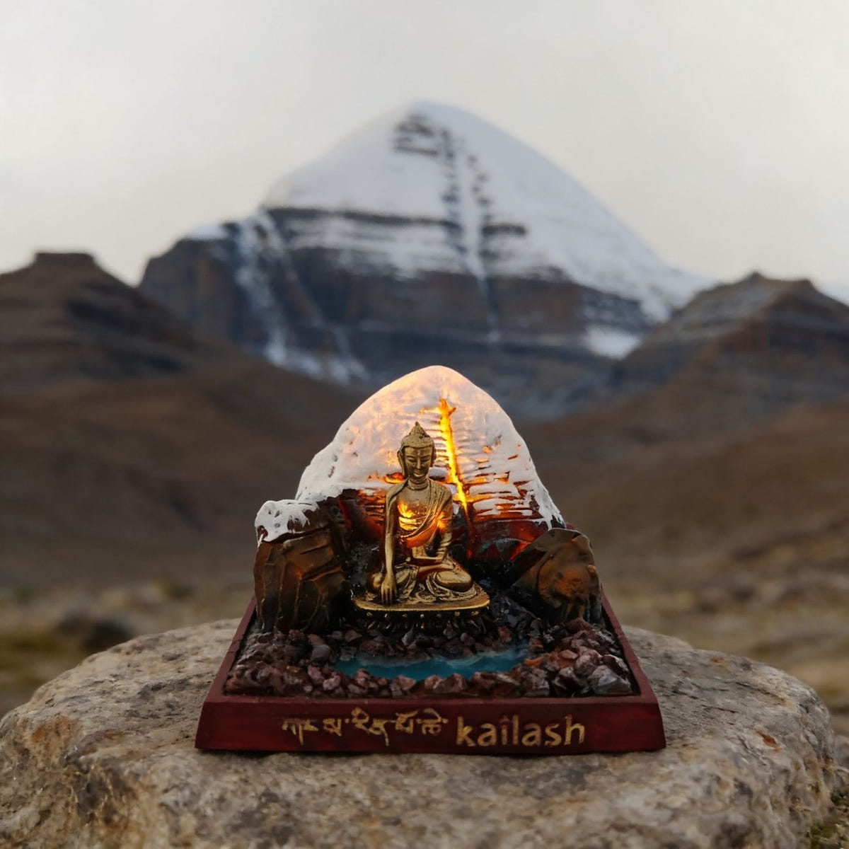 Mount Kailash Miniature Tibetan Home Decor & Spiritual Souvenir - Tibetan Buddhist art, detailed view
