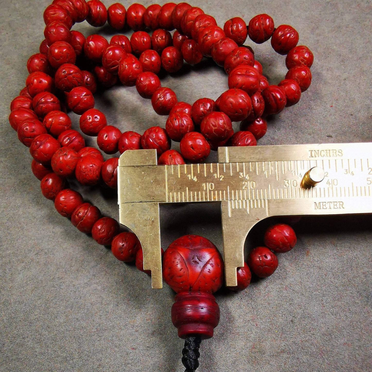 Old 108 Bodhi Beads Mala,9mm Prayer Beads Necklace,84cm Long