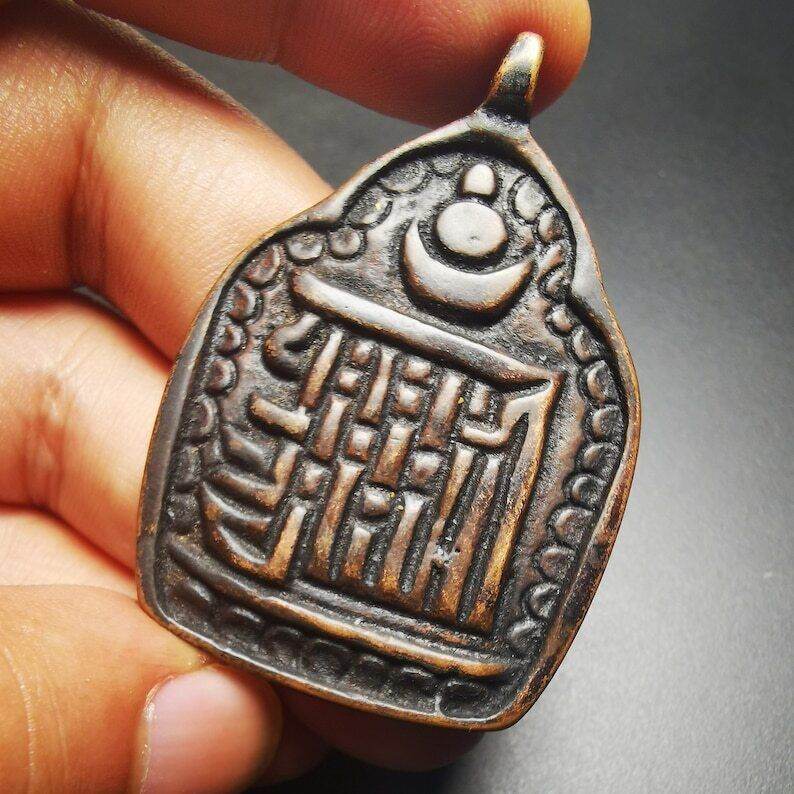 Gandhanra Handmade Kalachakra Amulet Badge,Symbol of Buddhist,60 Years Old - Tibetan Buddhist amulet, view 5