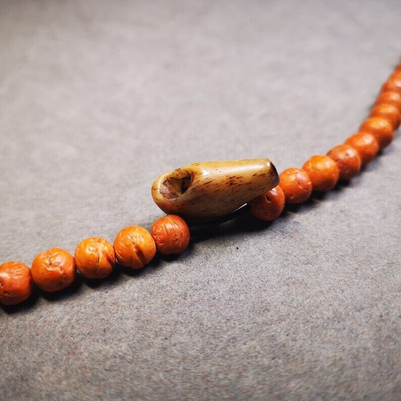 Gandhanra Bone Carved Mala Accessories,Guru Bead, T-drilled 3-Hole Bead for Prayer Bead