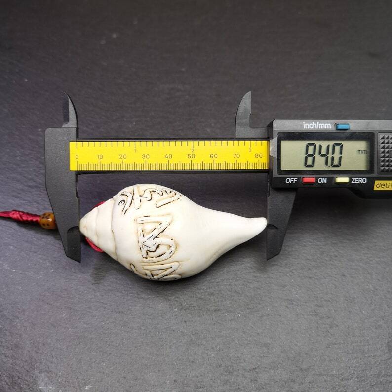 White Conch Shankha 3.31" - Tibetan Buddhist art, view 8