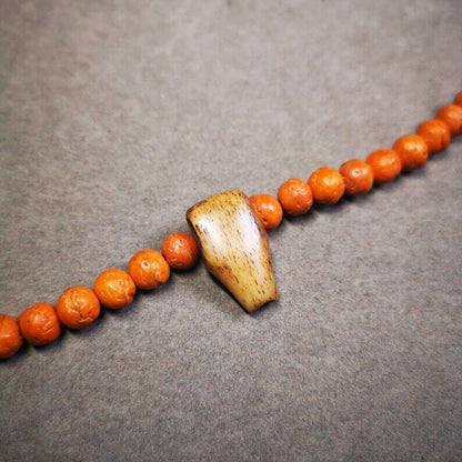 Gandhanra Bone Carved Mala Accessories,Guru Bead, T-drilled 3-Hole Bead for Prayer Bead