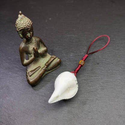 White Conch Shankha 2.28" - Tibetan Buddhist art, close-up detail