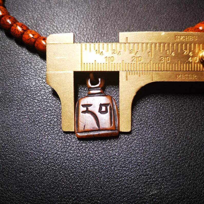 Yak Bone Carved Letter Prayer Bead Pendant - Tibetan Buddhist art, view 6