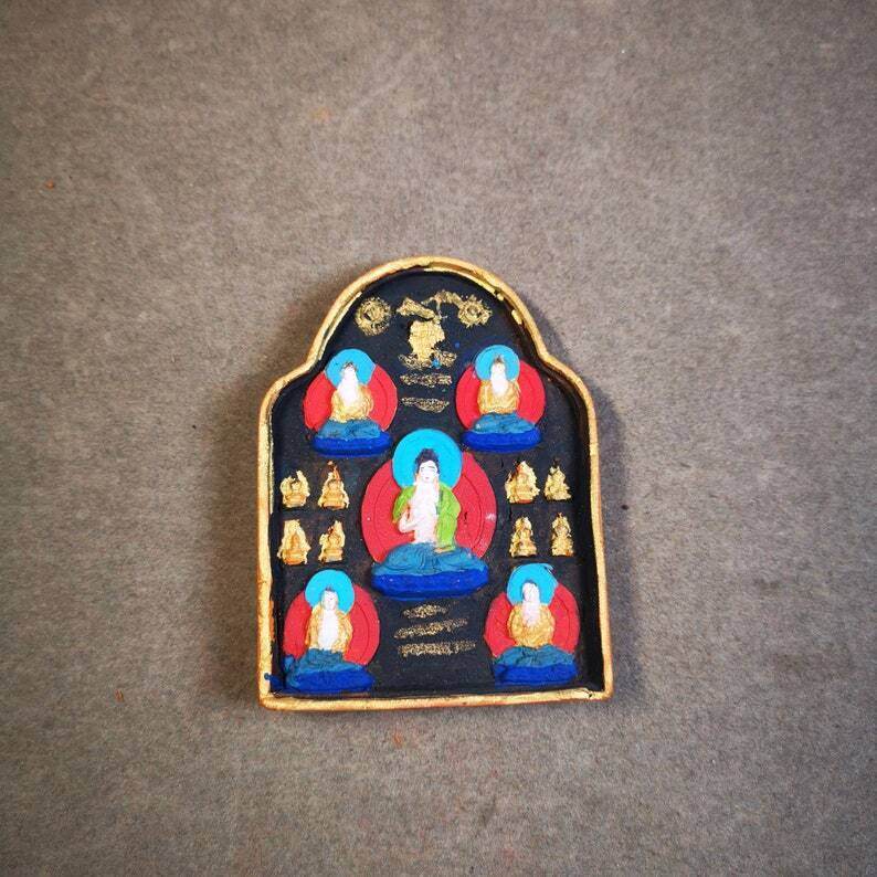 Gandhanra Painted Tibetan Tsa Tsa Mold Statue,Five Dhyani Buddhas - Tibetan Buddhist statue, view 6