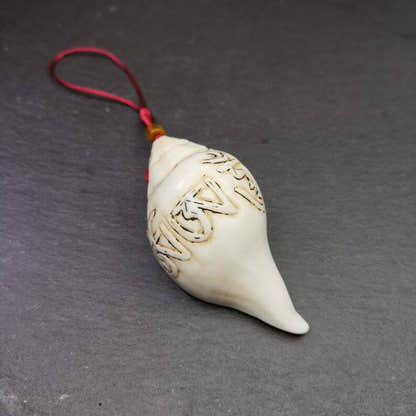 White Conch Shankha 3.31" - Tibetan Buddhist art, view 4