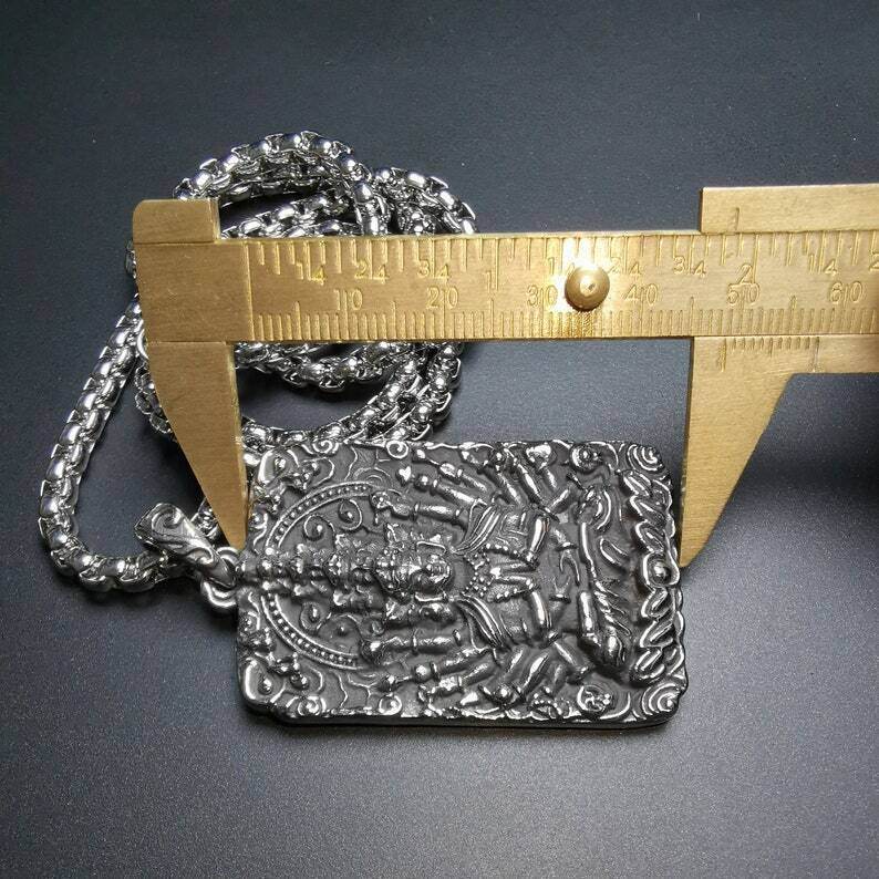 Buddhist Amulet,Chenrezig,Padmapani,Avalokitesvara - Tibetan Buddhist amulet, size reference