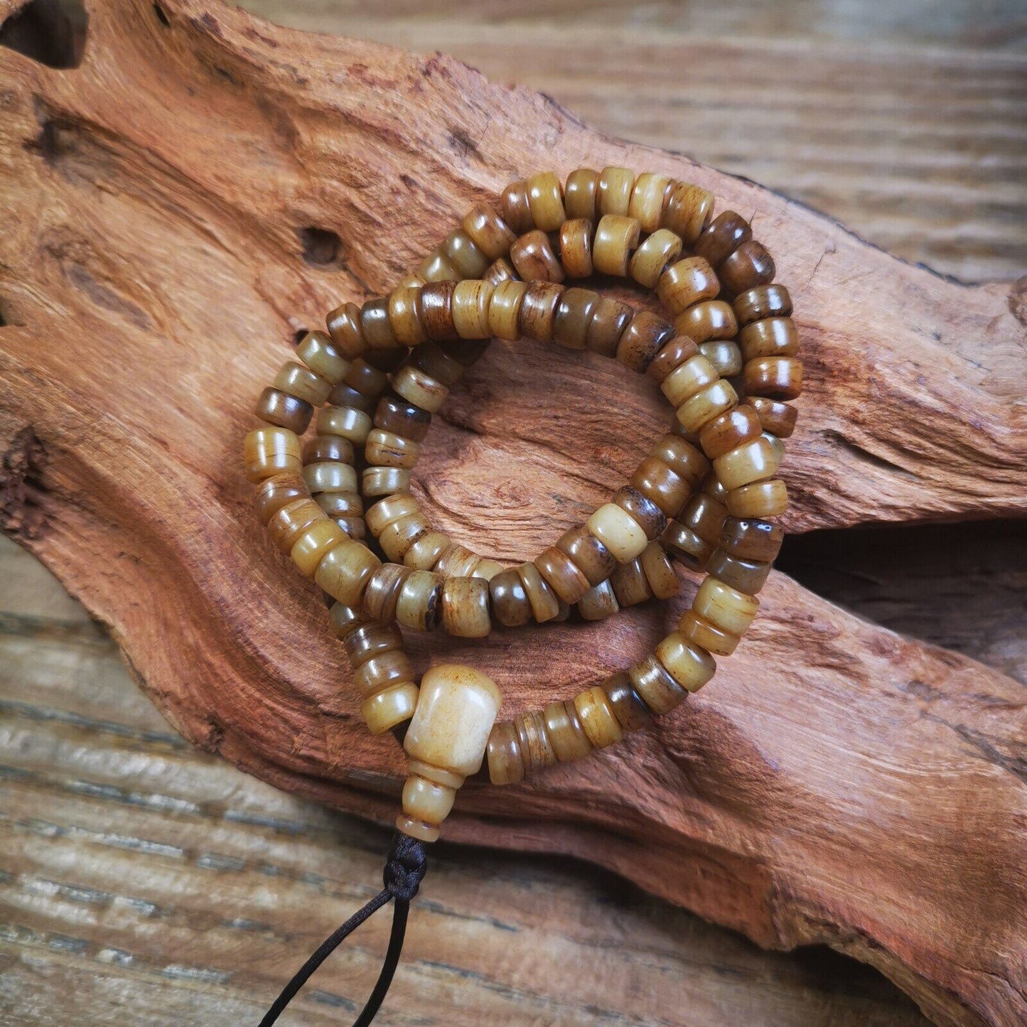 Yak Bone Mala,108 Prayer Beads Necklace,Small Size