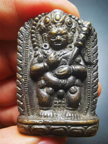 Buddhist Statue,Original Mahakala,Made of Thokcha - Tibetan Buddhist statue, size reference