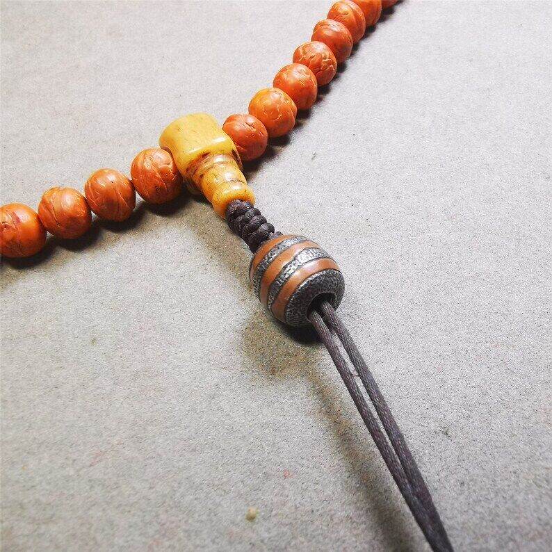 Mala Spacer Bead,Cold Iron Stripe Marker Beads for Prayer Beads Necklace - Tibetan Buddhist mala beads, detailed view
