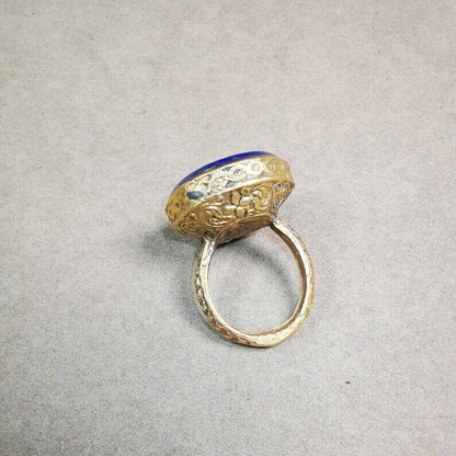 Old West Asian Ring,Made of Lapis Lazuli + Copper,From Pakistan