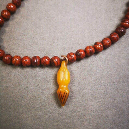 Yak Bone Amulet Vajra Kila Dorje Phurba for Mala,Prayer Beads - Tibetan Buddhist mala beads, detailed view