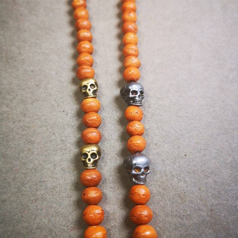 Mala Spacer Beads,Citipati Skull Marker Beads for Prayer Bead Necklace