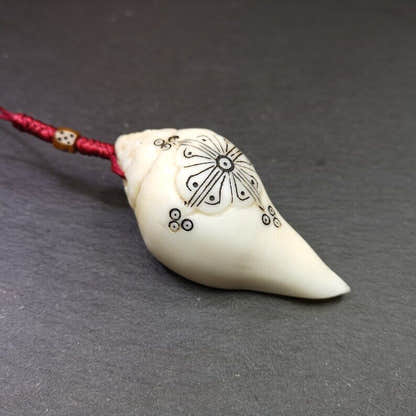White Conch Shankha 3.15" - Tibetan Buddhist art, view 6