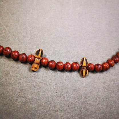 Yak Bone Carved Amulet Vajra and Kila Dorje Phurba Pendant - Tibetan Buddhist amulet, detailed view