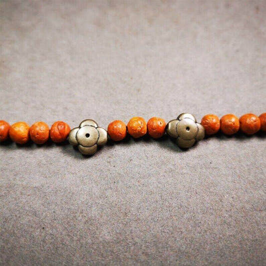 Amulet ,Gesong Flower Marker Spacer Bead for Prayer Bead,Mala - Tibetan Buddhist mala beads, front view