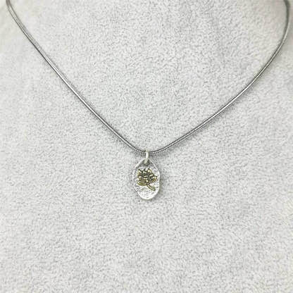 Lucky Charm, Unique Buddhism Lotus,Silver Pendant Amulet - Tibetan Buddhist amulet, view 4