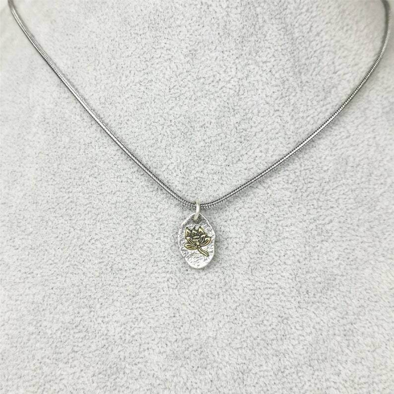 Lucky Charm, Unique Buddhism Lotus,Silver Pendant Amulet - Tibetan Buddhist amulet, view 4