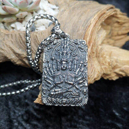 Buddhist Amulet,Chenrezig,Padmapani,Avalokitesvara - Tibetan Buddhist amulet, detailed view