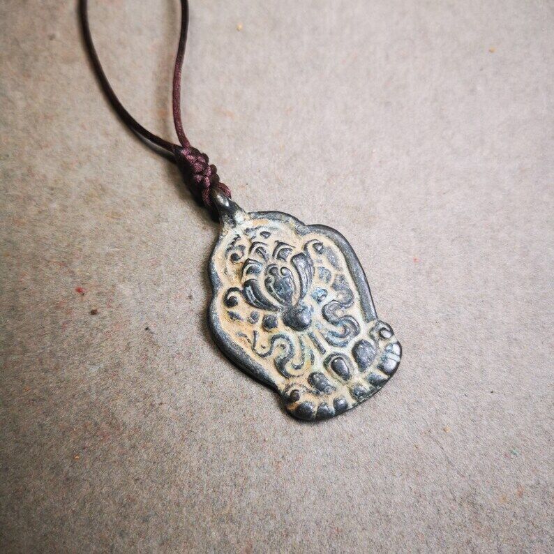 Buddhist Amulet,Lotus Pendant Badge,Made of Thokcha