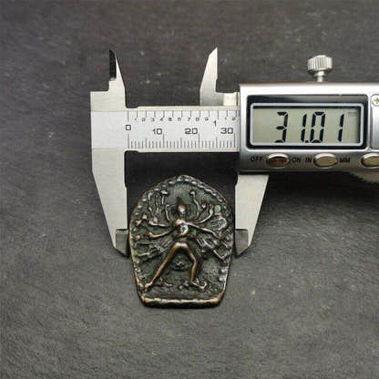 Buddhism Kalacakra-vajra Amulet Badge,60 years old - Tibetan Buddhist amulet, size reference