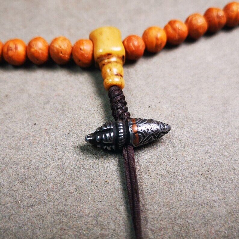 Amulet,Stupa Bead Pendant for Mala,Bag Hanging,Prayer Bead,0.9" × 0.3"