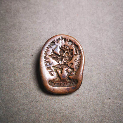 Citipati, Shmashana Adhipati - Tibetan tsa tsa mold, close-up detail