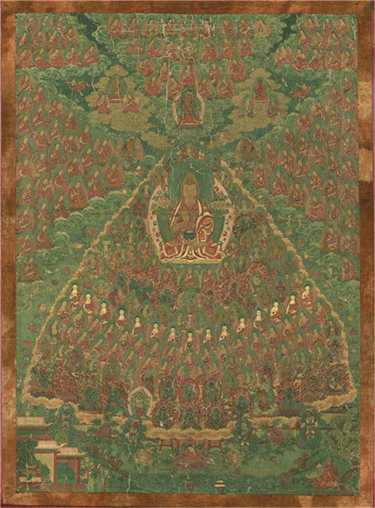 Je Tsongkhapa Refuge Tree Image - Tibetan thangka painting, front view