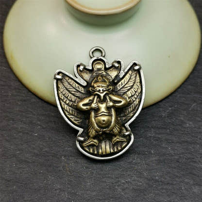 Garuda Pendant,Inlaid Copper Vajra Shell,1.57" - Tibetan Buddhist vajra, view 7