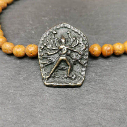 Buddhism Kalacakra-vajra Amulet Badge,60 years old - Tibetan Buddhist amulet, front view