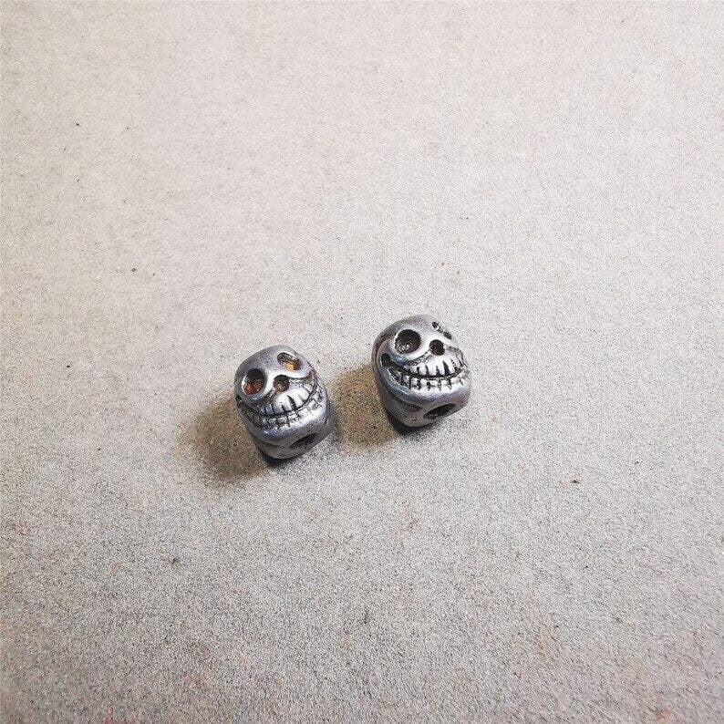 Citipati Skull Marker Beads 0.4" - Tibetan Buddhist art, view 7