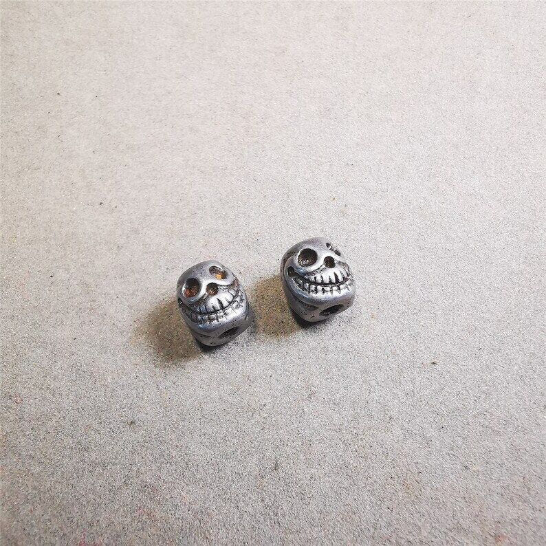 Citipati Skull Marker Beads 0.4" - Tibetan Buddhist art, view 7