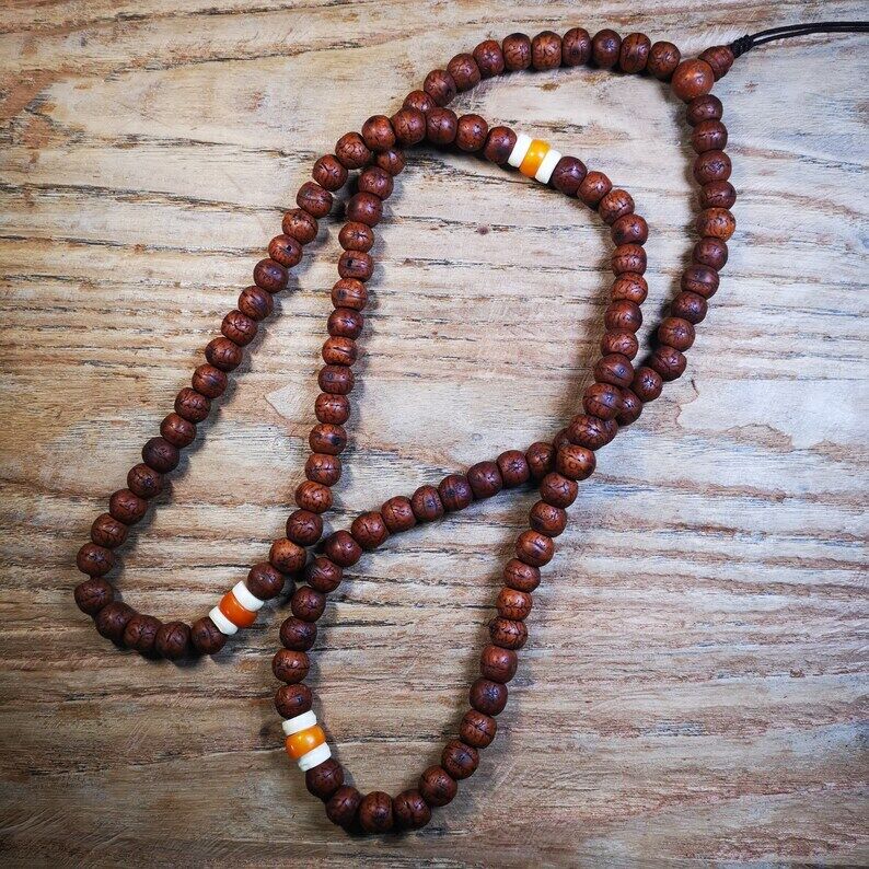 Old 108 Bodhi Beads Mala,13mm Prayer Beads for Meditation,49" Length