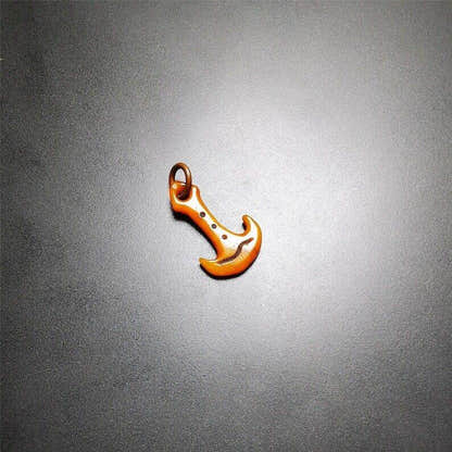 Yak Bone Carved Amulet,Anchor Pendant - Tibetan Buddhist amulet, close-up detail