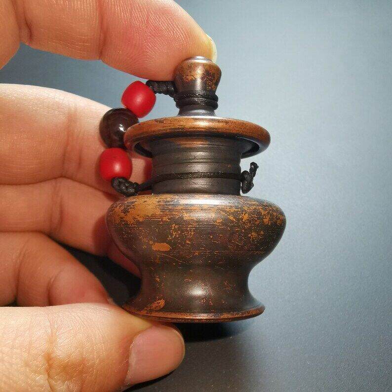 Tibetan Mini Copper Jar with Lid - Tibetan Buddhist art, view 4