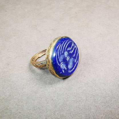 Old West Asian Ring,Made of Lapis Lazuli + Copper,From Pakistan