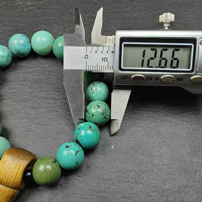 Old Tibetan Turquoise Bracelet Wrist Mala,12.6mm Beads, 3.2" Diameter,42 Gram