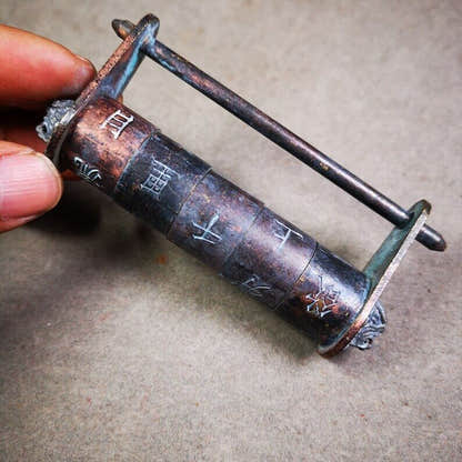 Combination Padlock, Old Door Lock, 3.74" - Tibetan Buddhist art, view 6