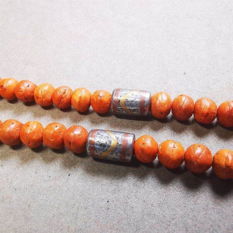 Mala Spacer Bead,Cold Iron Stripe Marker Beads for Prayer Beads Necklace - Tibetan Buddhist mala beads, detailed view