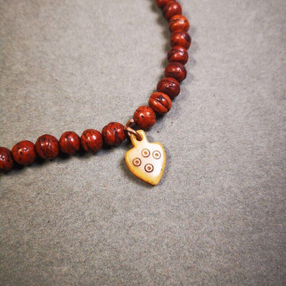 Yak Bone Carved Mantra Dot Prayer Bead Pendant,Bead Counter Clip Amulet for Mala