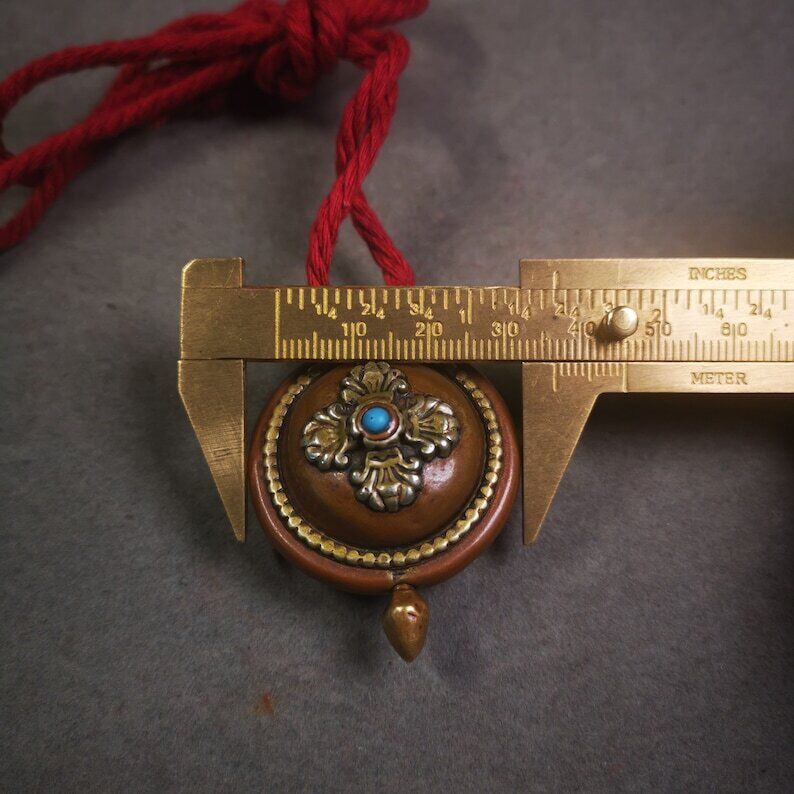 Acient Gau Ghau Shrine, Unique Round Tibetan Buddhist Altar Amulet Pendant