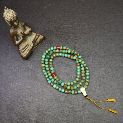 Old 108 Turquoise Beads Mala, Prayer Beads