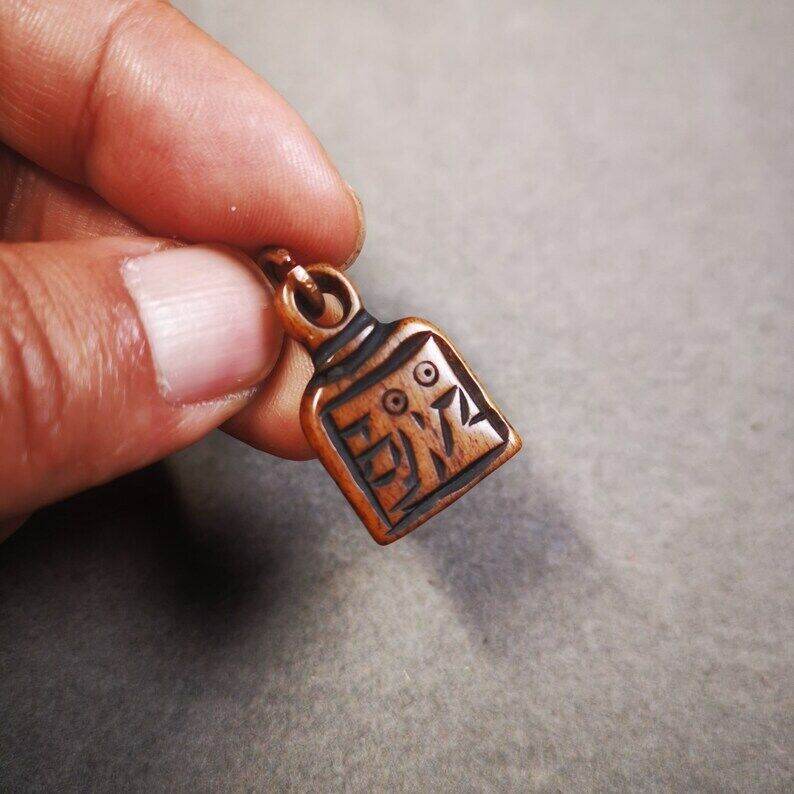 Yak Bone Carved Letter Prayer Bead Pendant - Tibetan Buddhist art, view 9
