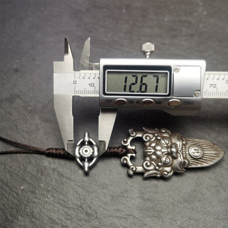 Amulet,Kirtimukha Pendant,Bhoma,Banaspati,1.97" - Tibetan Buddhist amulet, size reference