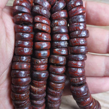 108 Bodhi Bead Mala,Old Prayer Beads Necklace - Tibetan Buddhist mala beads, size reference