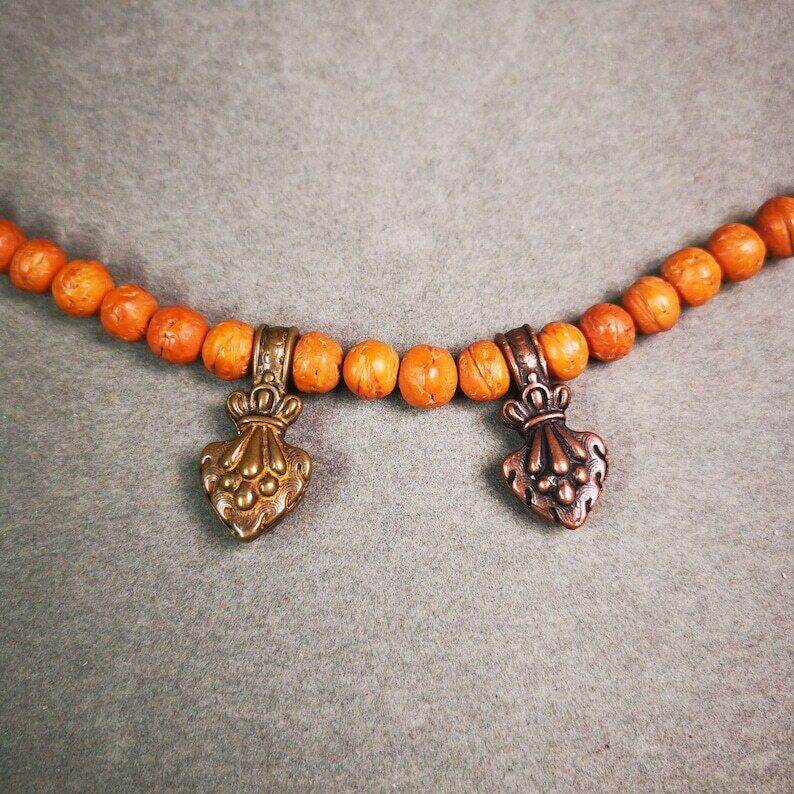 Mala Counter Clip - Tibetan Buddhist mala beads, front view